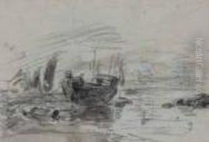 Marea Bassa In Normandia by Eugene Boudin
