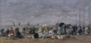 Scene De Plage by Eugene Boudin
