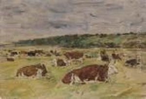 Vaches Au Paturage by Eugene Boudin