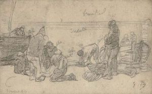 Pecheurs Sur La Plage by Eugene Boudin