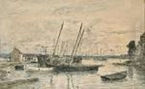 Passage Du Bac A Plougastel by Eugene Boudin