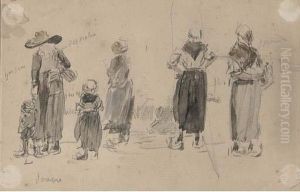 Pecheuses Et Enfants by Eugene Boudin
