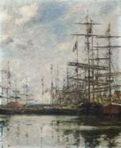 Le Port. Navires A Quai by Eugene Boudin