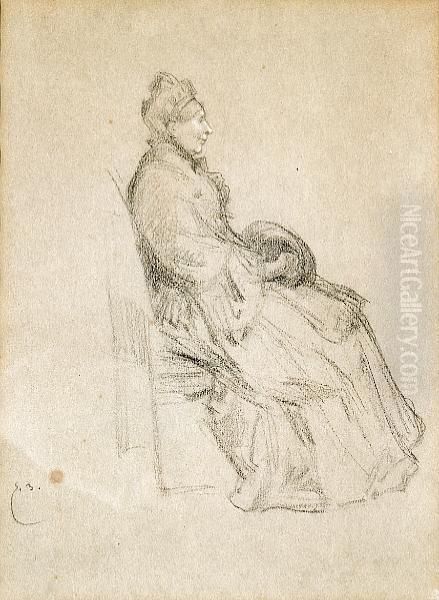 A Seated Woman In Profile; Also A Watercolor Of A Kitchen Interior (2) - view 1