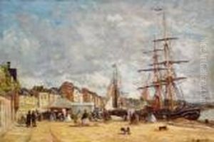 Le Quai De Trouville, Vers 1864-1866 by Eugene Boudin
