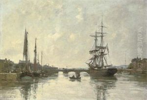 Le Pont Sur La Touques A Trouville by Eugene Boudin