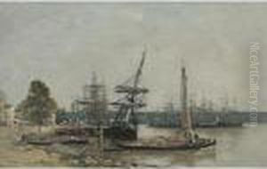 Bordeaux. Bateaux Amarres Sur La Garonne