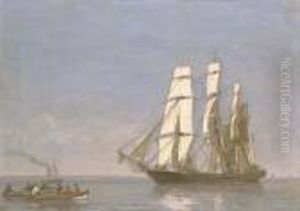 Marine, Voiliers En Mer by Eugene Boudin