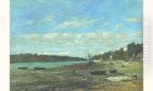 Plage De Bretagne A Maree Basse 1879 by Eugene Boudin