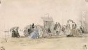 Crinolines Sur La Plage by Eugene Boudin