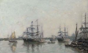 Bateaux Sur La Garonne, Bordeaux by Eugene Boudin