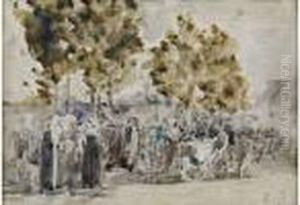 Marche Aux Bestiaux. by Eugene Boudin
