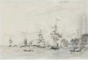 Voiliers Au Port by Eugene Boudin
