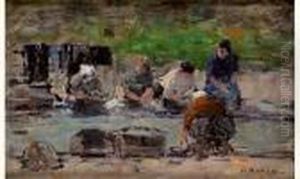 Lavandieres by Eugene Boudin