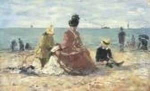 Sur La Plage (le Repos, Plage De Trouville) by Eugene Boudin