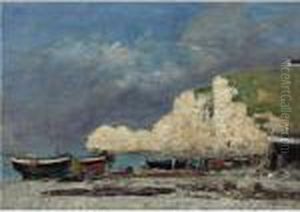Etretat, La Falaise D'amont by Eugene Boudin