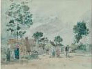 Village Breton, Circa 1866-1870 by Eugene Boudin