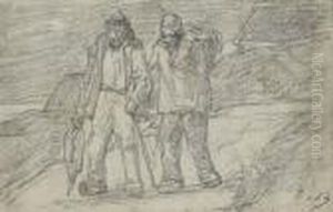 Deux Hommes Apres La Chasse Aux Canards by Eugene Boudin
