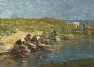Laveuses Au Bord D'une Mare by Eugene Boudin