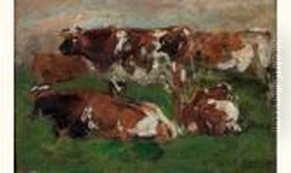 Etude De Vaches Pour Le Marais Vernier A Honfleur - view 1