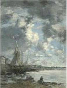 Laveuses Au Bord De La Touques by Eugene Boudin