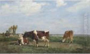 Trois Vaches Au Pre by Eugene Boudin