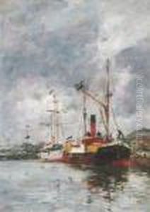 Un Coin De Bassin A Deauville by Eugene Boudin