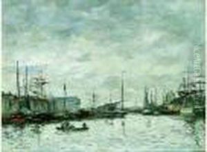 Fecamp Le Bassin Vers 1892-1894 by Eugene Boudin