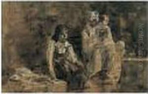 Famille De Paysans Dans Un Interieur by Eugene Boudin