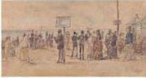 Scene De Plage by Eugene Boudin