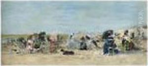 Trouville. Scene De Plage by Eugene Boudin