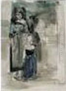 Mere Et Enfant, 1867-1870 by Eugene Boudin