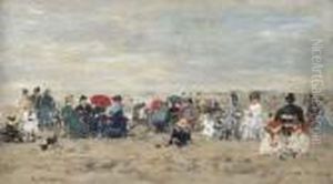 Trouville. Scene De Plage by Eugene Boudin