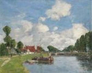 L'ecluse A Saint-valery Sur Somme by Eugene Boudin