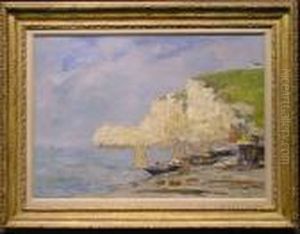 Etretat: La Falaise D'amont by Eugene Boudin