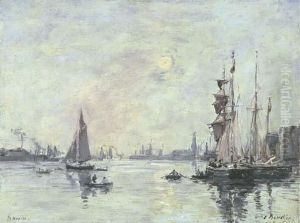 Le Havre, L'avant-port by Eugene Boudin