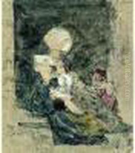 Bretonne Et Enfants Sur Seuil De Sa Maison