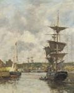 Dieppe. Voiliers A L'ancre by Eugene Boudin