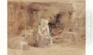 Mere Et Enfant Dans Un Interieur Breton, Vers 1867-1870. by Eugene Boudin