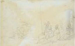 Scene De Marche En Bretagne. by Eugene Boudin