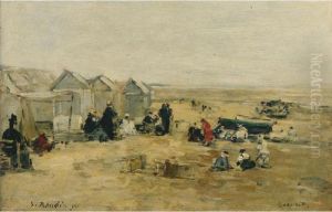 Deauville. Scene De Plage by Eugene Boudin