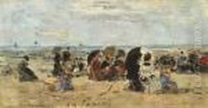 Trouville. Scene De Plage by Eugene Boudin