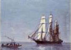 Marine. Voiliers En Mer Vers 1852-1855 by Eugene Boudin