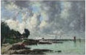 Plougastel. Le Passage Du Bac by Eugene Boudin