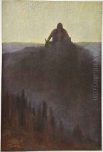 Wotan waits in Valhalla for the end with his broken spear by Hermann Hendrich
