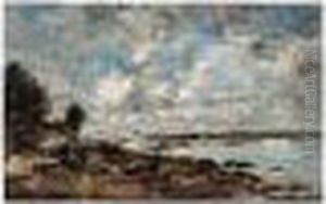 Plougastel, Le Passage Du Bac by Eugene Boudin
