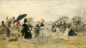 Trouville Scene De Plage by Eugene Boudin