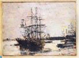 Vaisseau A L'ancre Devant Venise by Eugene Boudin