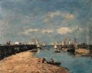 Trouville, Les Jetees, Maree Basse by Eugene Boudin