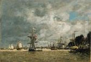 Anvers, Bateaux Sur L'escaut by Eugene Boudin